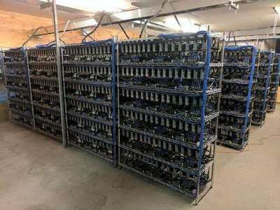Aerial view of a large-scale mining farm, showcasing the infrastructure required for cryptocurrency mining